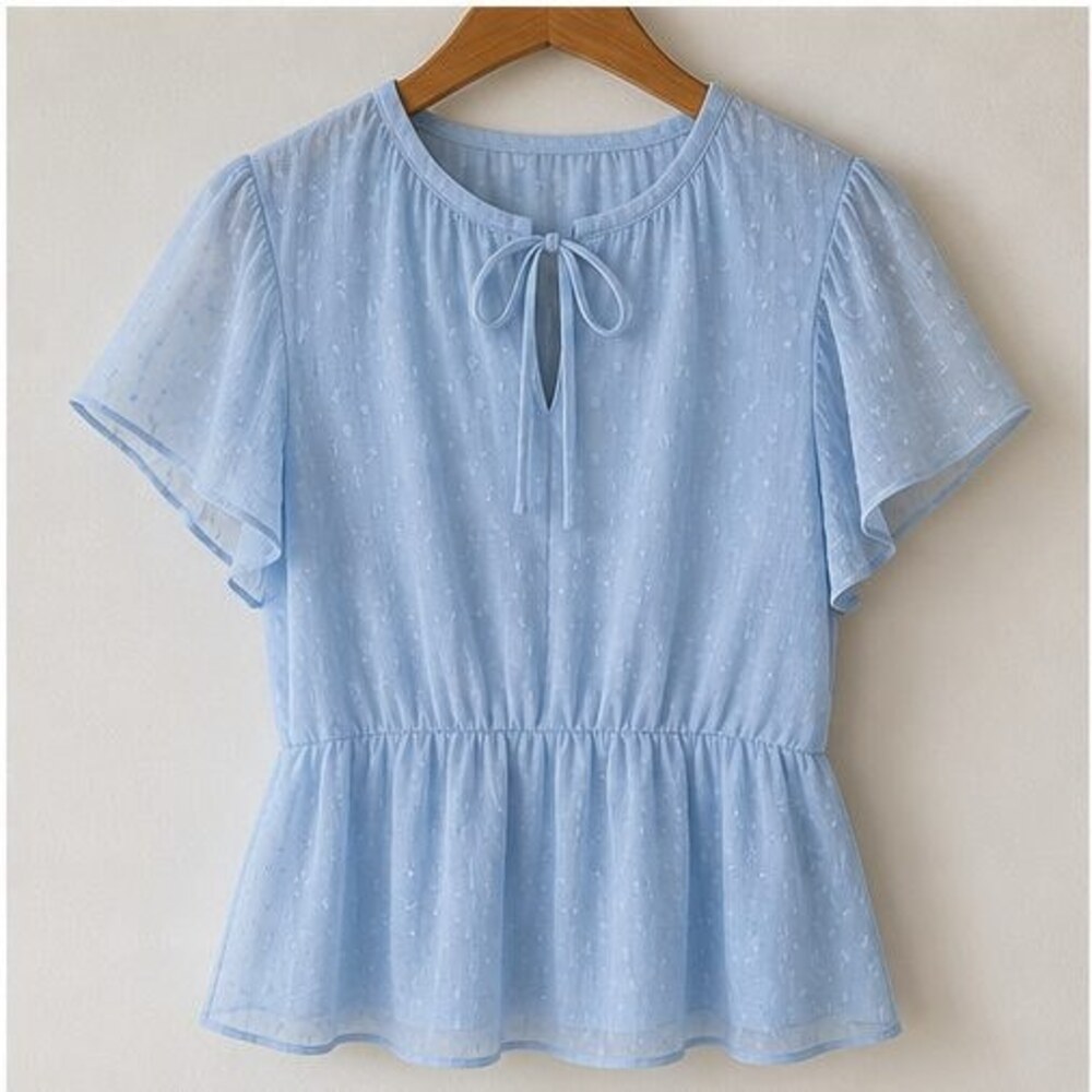 Blue Ruffle Blouse